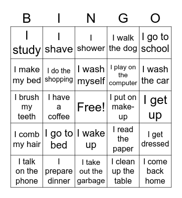 La routine quotidienne Bingo Card