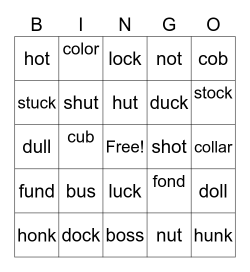 Contrasting sounds : / ʌ / Vs. /ɑ / Bingo Card