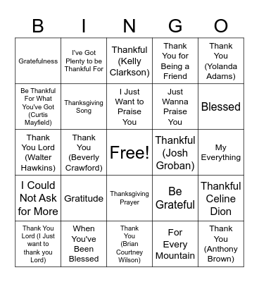 Thanksgiving Bingo Card