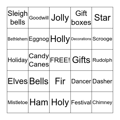 Christmas Bingo      Bingo Card