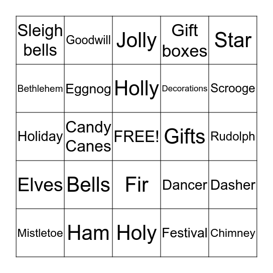 Christmas Bingo      Bingo Card