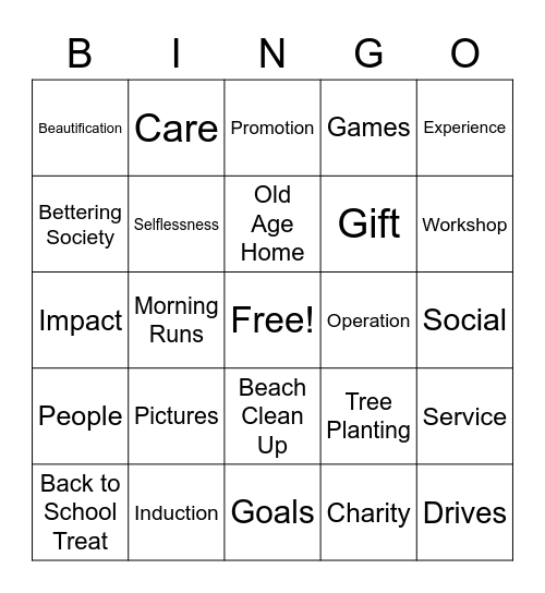 OPERATION HELP THE PEOPLE Bingo Card