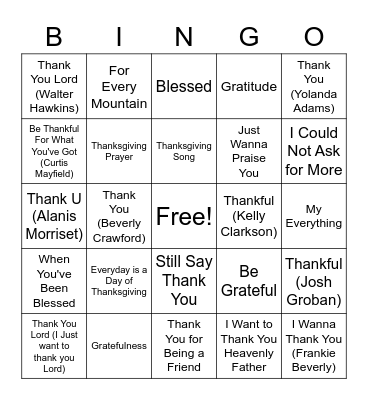 Thanksgiving Bingo Card