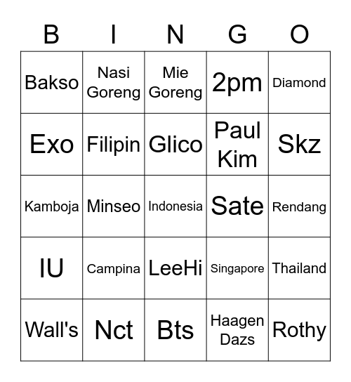 みんせお。 Bingo Card