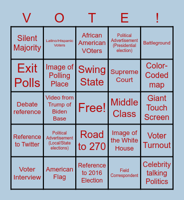 Election Night 2020! Bingo Card