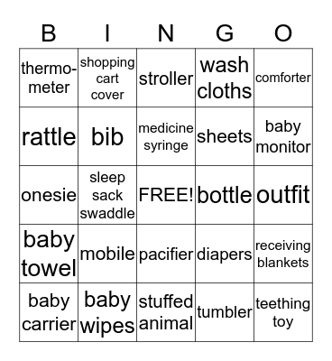 Baby Bahler BINGO Card