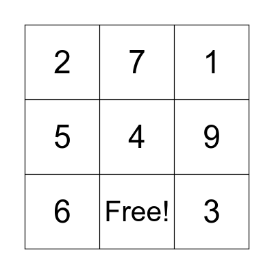 Math Facts to 10 Bingo Card