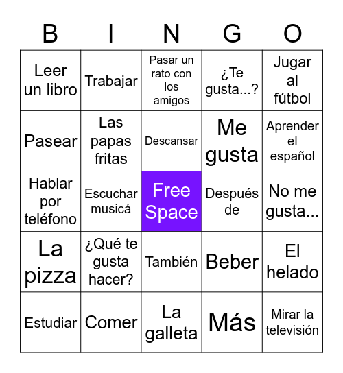 Spanish (What do you like to do?) Bingo Card