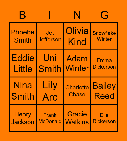 Name that friend Bingo Card