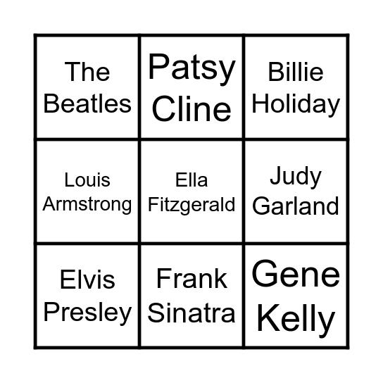 Music Bingo Card