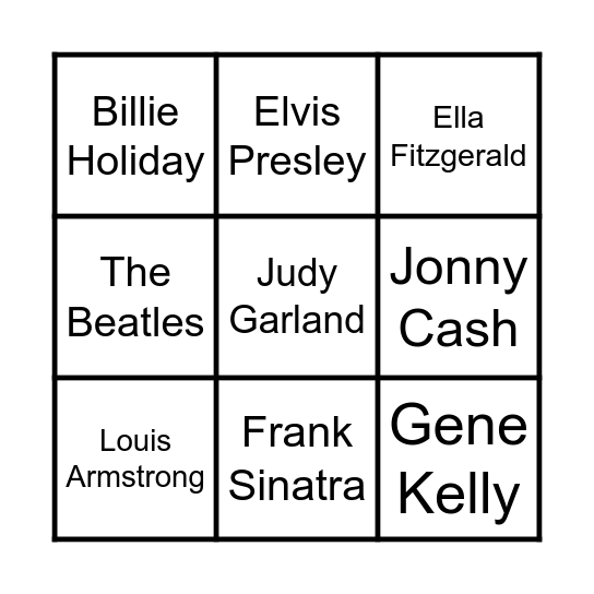 Music Bingo Card