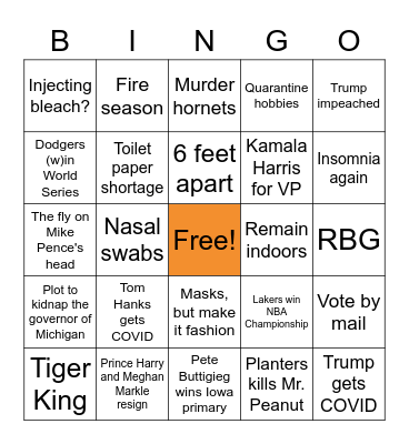 Scary 2020 Bingo Card