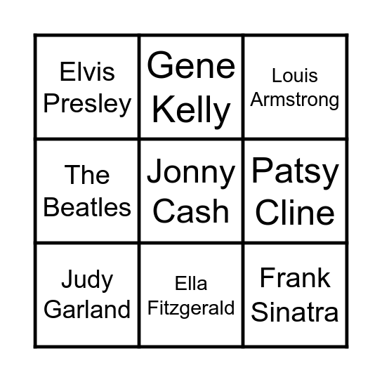 Music Bingo Card