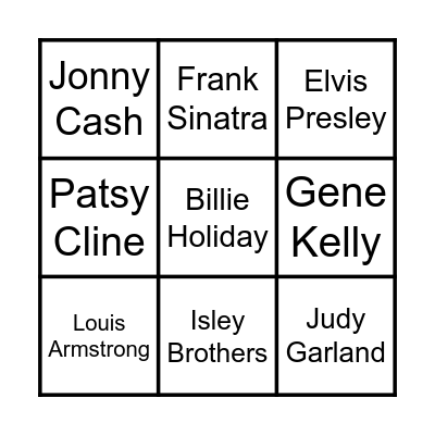 Musical Bingo Card