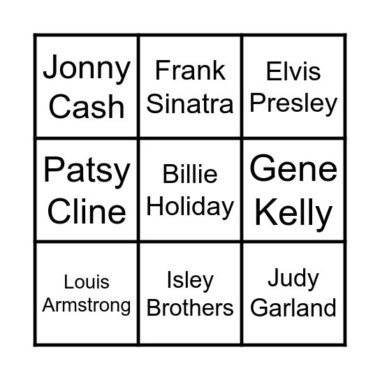 Musical Bingo Card