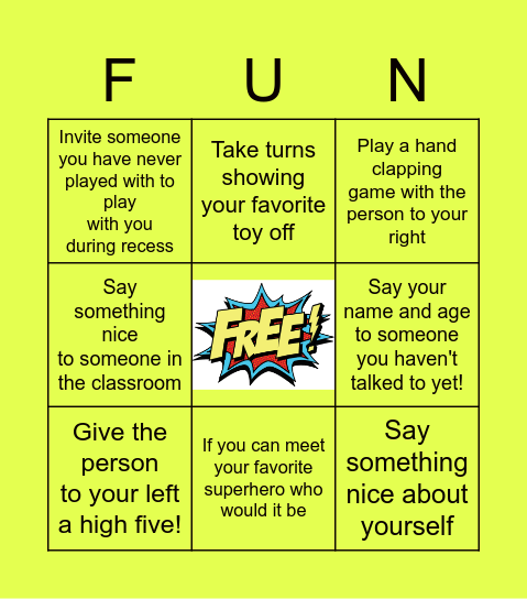 Let's Make Friends! (: Bingo Card