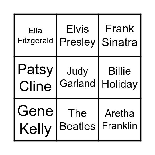 Musical Bingo Card