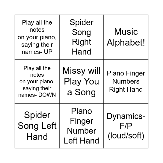 isabella smith bingo Card