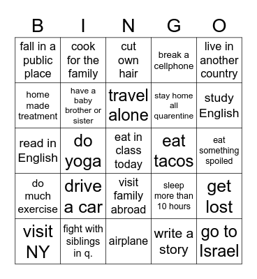 2nd C Bingo Card