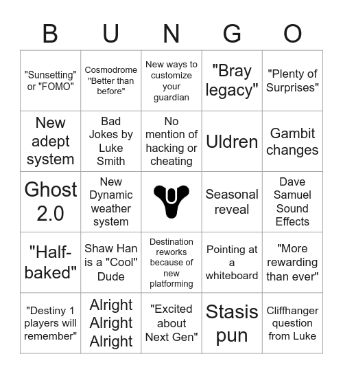 Beyond Light Vidoc - RS Bingo Card