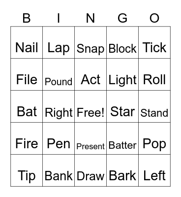 Multiple Meaning Words Bingo Card