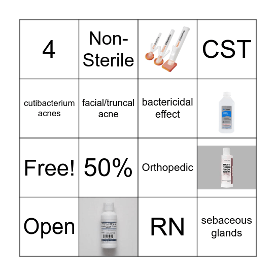 Benzoyl Peroxide In-Service Bingo Card