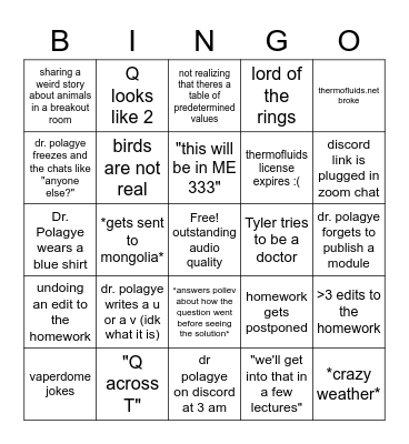 ME 323 With Brian Polagye Bingo Edition 2 Bingo Card