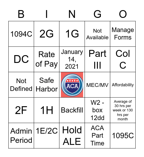 ACA Bingo Card