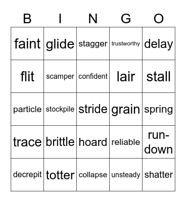 3rd Grade WordMasters - List # 1 Bingo Card