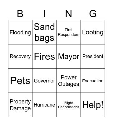 FEMA Bingo Card
