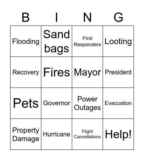 FEMA Bingo Card