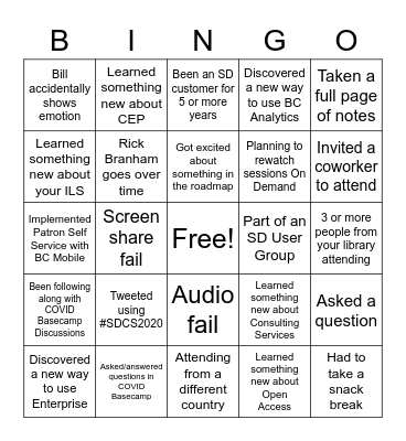 Connections Summit Bingo Card