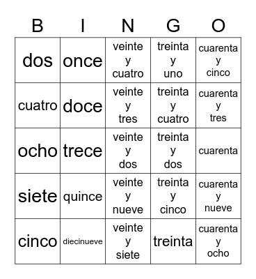 Números 0-50 Bingo Card