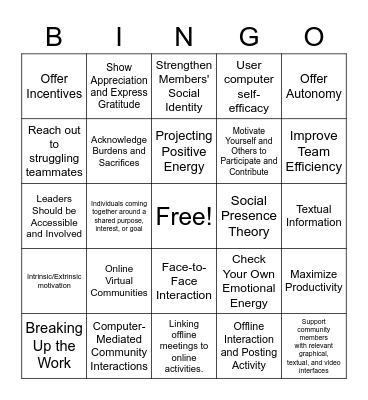 Encouraging Respect and Participation in Teams Bingo Card