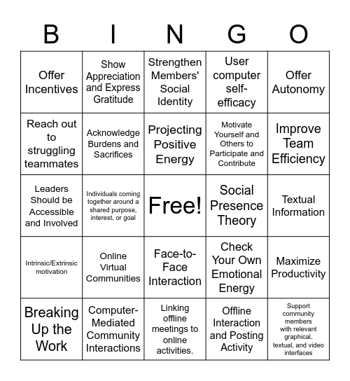 Encouraging Respect and Participation in Teams Bingo Card