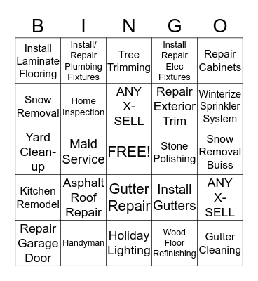 Holiday Bingo Card