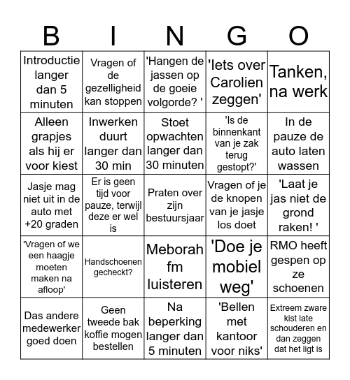 Het regio manager oost bingo! Bingo Card