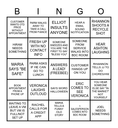 BDC HALLOWEEN BINGO Card