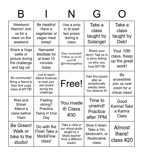 Modo Bingo Card