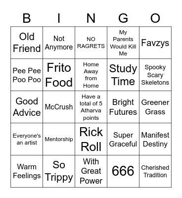 New Friends Bingo Game Bingo Card
