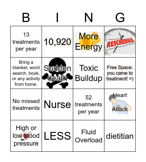 Missed Treatment Bingo Card