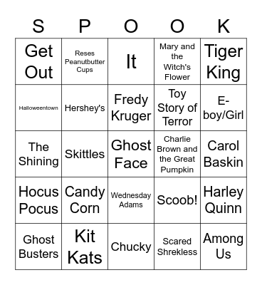 Waldo Hall Spooky Bingo Card