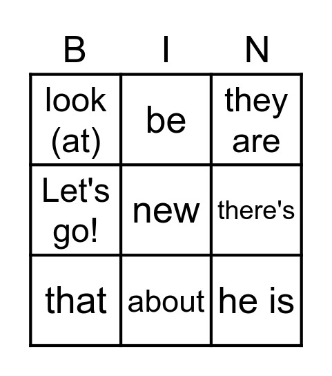 Vocab Bingo Theme 1.1 Bingo Card