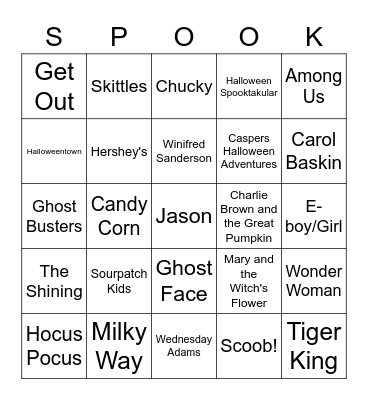 Waldo Hall Spooky Bingo Card