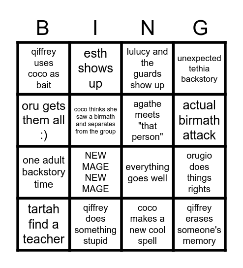 Silver Night Chaos Bingo Card