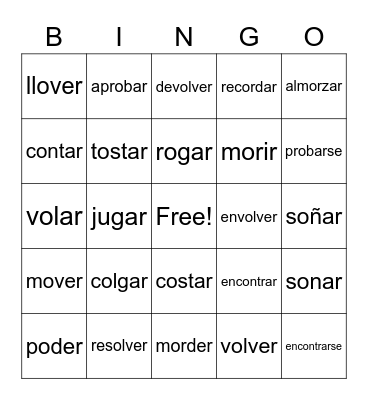 3A o-ue stem-changing verbs Bingo Card