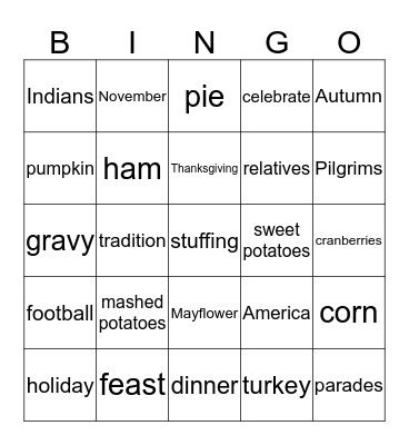 THANKSGIVING Bingo Card