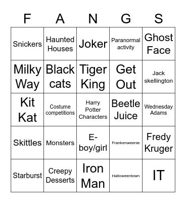 Waldo Hall Spooky Bingo 2 Bingo Card