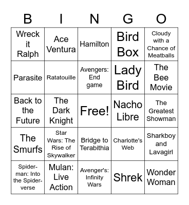 Movies Bingo Card