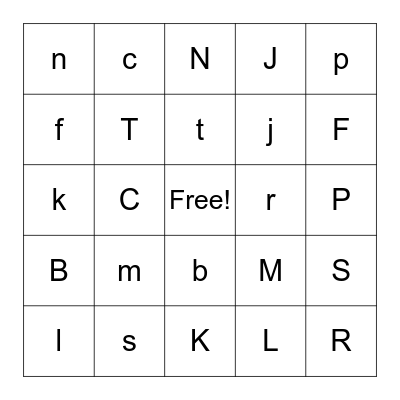 LETTER SOUNDS Bingo Card